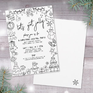 Invitation Fête de cocktails de Noël dessinée à la main