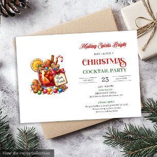 Invitation Fête de cocktails de Noël en aquarelle ludique