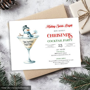 Invitation Fête de cocktails de Noël rouges et verts modifiab