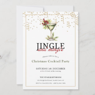 Invitation Fête de cocktails de Noël : sonnez et mélangez