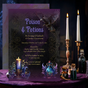 Invitation Fête de cocktails d'Halloween Poison & Potions