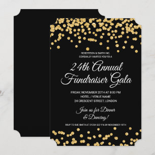 Invitation Fête de collecte de fonds d'entreprise Gold Partie