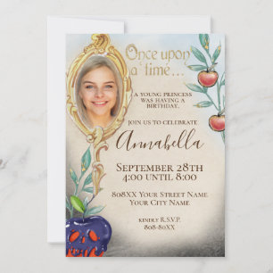 Invitation Fête de conte de fées enchanté Blanche-Neige