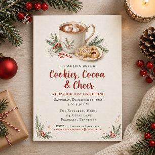 Invitation Fête de Cookies et de Cacao au style Aquarelle Inv