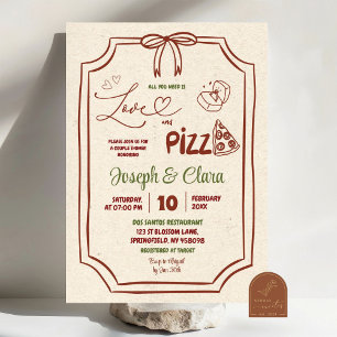 Invitation Fête de Coquette Amour et Pizza Couple Italien