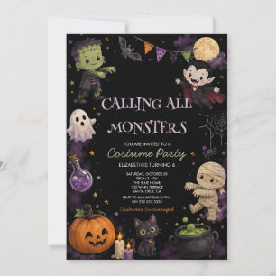 Invitation Fête de Costume de Halloween Sombre Mignon