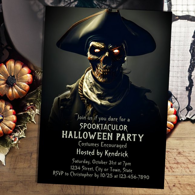 Invitation Fête de costume éffrayante Pirate Halloween (Créateur téléchargé)