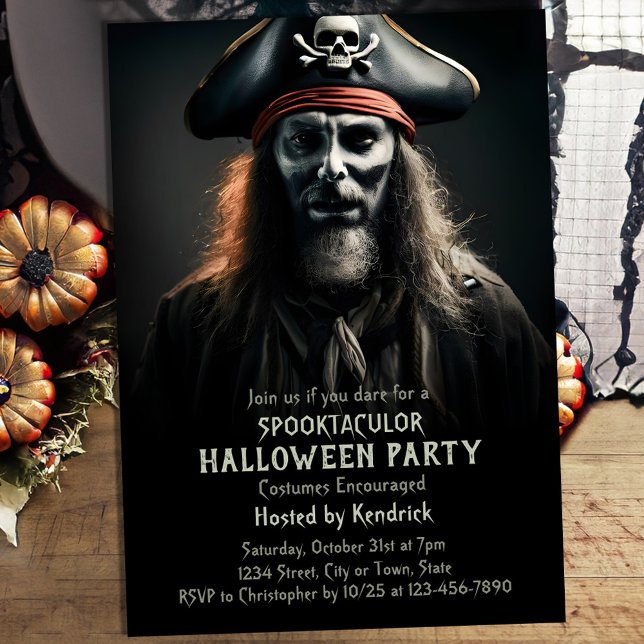 Invitation Fête de costume éffrayante Pirate Halloween (Créateur téléchargé)