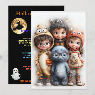 Invitation Fête de costumes d'Halloween Garçons et Filles mig