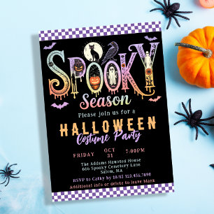 Invitation Fête de costumes d'Halloween pastel rétro effrayan