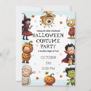 Invitation Fête de costumes d'Halloween pour enfants Petit