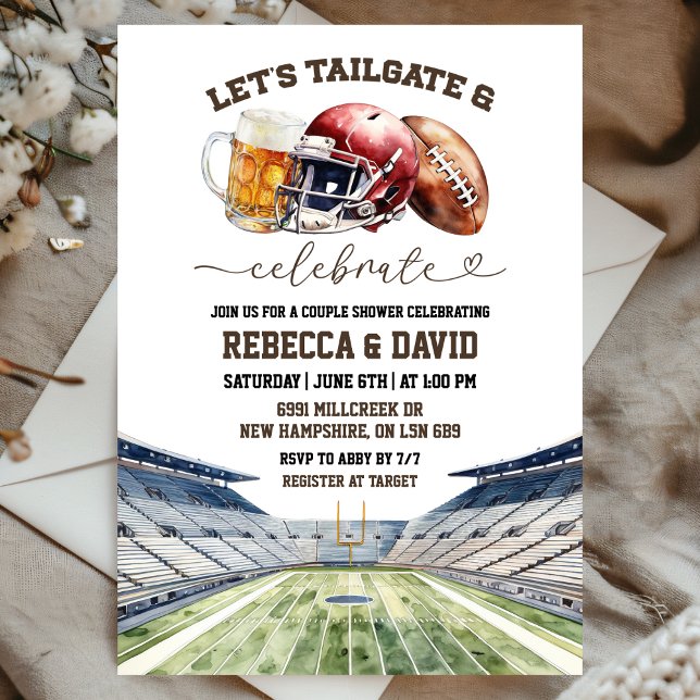 Invitation Fête de Couple Fous de Football, Bières et Célébra (Créateur téléchargé)