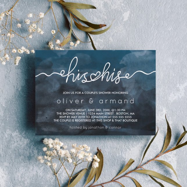 Invitation Fête de Couple Sous la Pluie Aquarelle Lui & Lui (Créateur téléchargé)