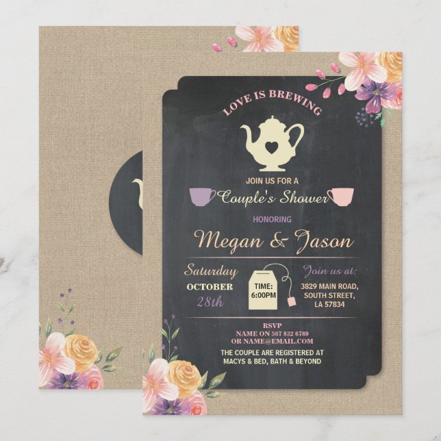 Invitation Fête de Couple sous le signe de l'Amour - Invitati (Devant / Derrière)