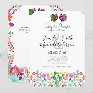 Invitation Fête de couples Fiesta Art populaire Fleurs