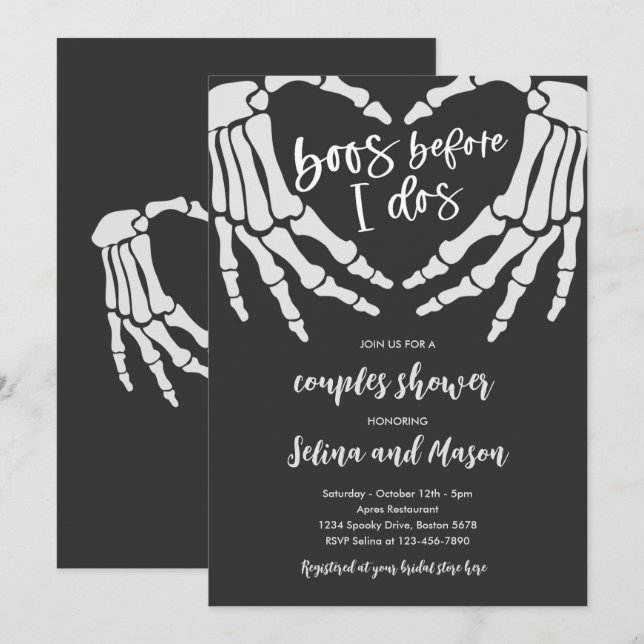 Invitation Fête de couples Halloween Avant moi, les fantômes (Devant / Derrière)