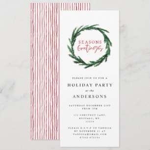 Invitation Fête de couronne d'aquarelle Joyeuses Fêtes