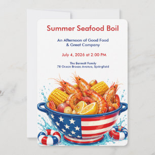 Invitation Fête de crabe patriotique - Bouillabaisse de creve
