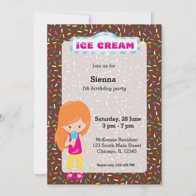 Invitation Fête de crème glacée (Devant)