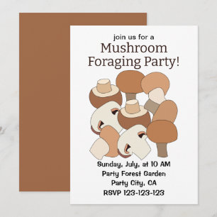 Invitation Fête de Cueillette de Champignons Comestibles