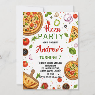 Invitation Fête de cuisine de pizzeria italienne pour anniver