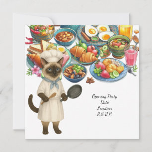 Invitation Fête de cuisine du chat chef pour les amateurs de 