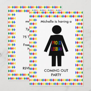 Invitation Fête de dames silhouette lesbienne LGBTQ et arc-en