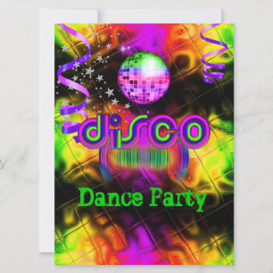 Invitation Fête de danse disco musique psychédélique