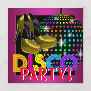 Invitation Fête de danse disco rose vif