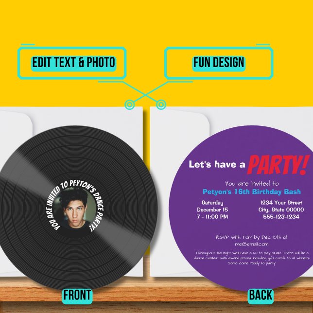 Invitation Fête de danse du 16e anniversaire du garçon (Please enjoy our design and see the others in the collection.)