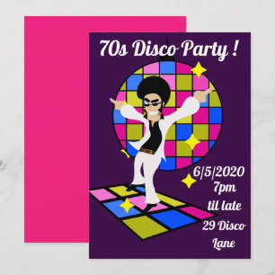 Invitation Fête de danse rétro disco dans les années 1970