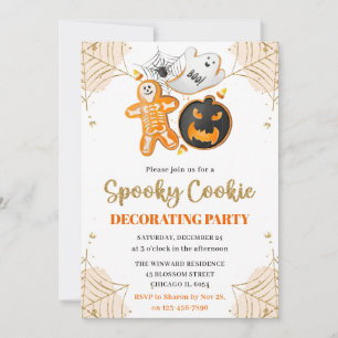 Invitation Fête de décoration de biscuits Halloween à l'aquar