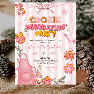 Invitation Fête de décoration de biscuits rétro mignonne avec