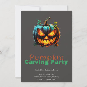 Invitation Fête de découpage de citrouille grise Spooky Jack-
