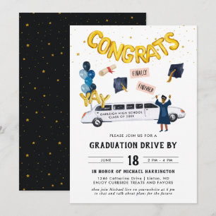 Invitation Fête de défilé en voiture pour la remise des diplô