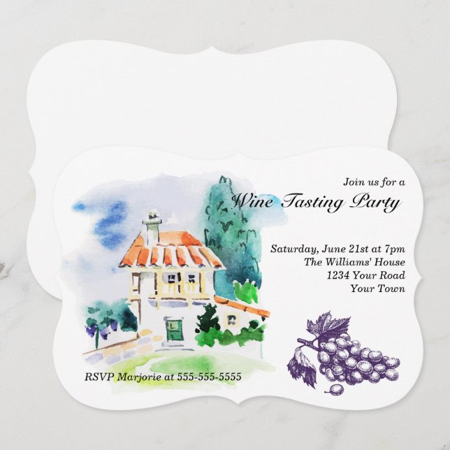 Invitation Fête de dégustation du vin de la Villa française (Devant / Derrière)