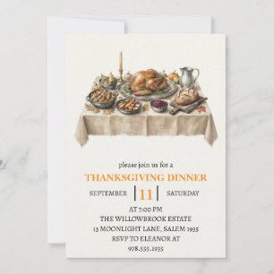 Invitation Fête de dîner d'automne vacances de thanksgiving