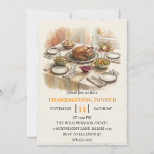 Invitation Fête de dîner d'automne vacances de thanksgiving