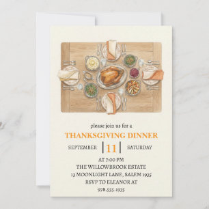 Invitation Fête de dîner d'automne vacances de thanksgiving