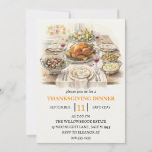 Invitation Fête de dîner d'automne vacances de thanksgiving