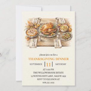 Invitation Fête de dîner d'automne vacances de thanksgiving