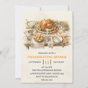 Invitation Fête de dîner d'automne vacances de thanksgiving