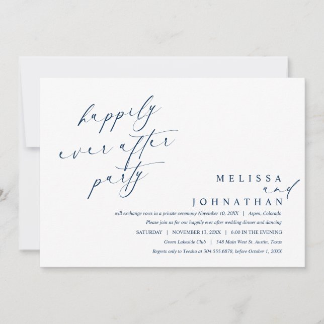 Invitation Fête de dîner et danse Heureux pour toujours (Devant)