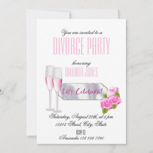 Invitation Fête de divorce blanc rose élégant champagne