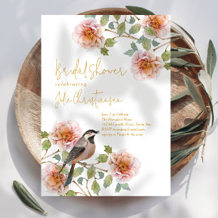Invitation Fête de douche de mariée Boho Bird en fleurs