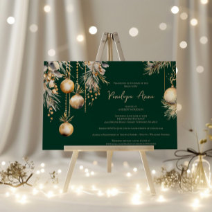 Invitation Fête de douche de mariée de Noël – Vert foncé et é