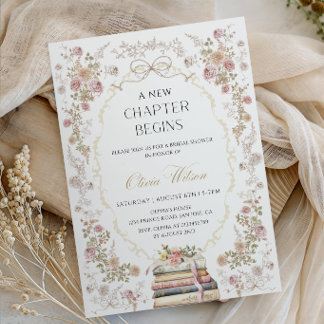 Invitation Fête de douche de mariée : Un Nouveau Chapitre Com