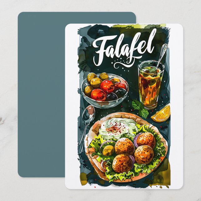 Invitation Fête de Falafel Hummus : Bio Saine Réchauffement ص (Devant / Derrière)