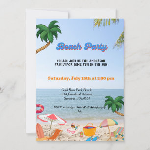Invitation Fête de famille à la plage, fête d'été à la plage