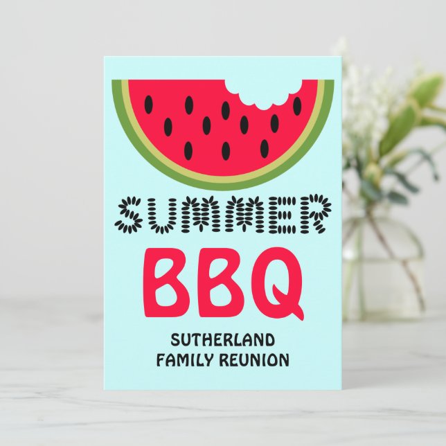 Invitation Fête de famille BBQ Watermelon et graines (Debout devant)